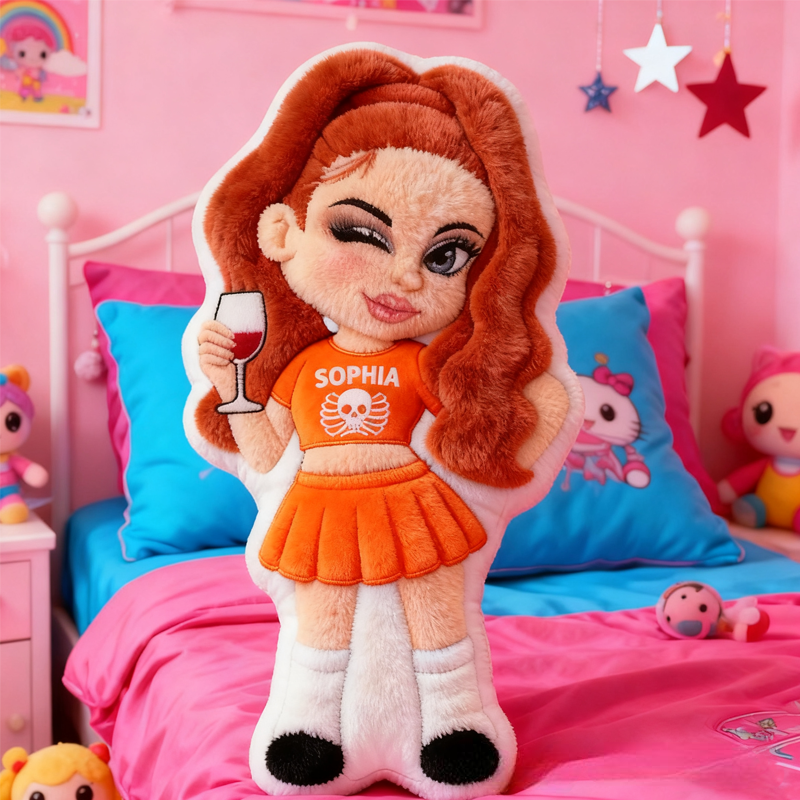 Personalized Y2K Style Cartoon Character with Name Graphic 3D Print Pillow Christmas Gift for Kids Birthday Gift