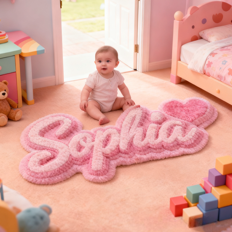 Personalized Pink Name with Name Soft Rug Carpet Christmas Gift for Kids Rug Birthday Gifts for Kids