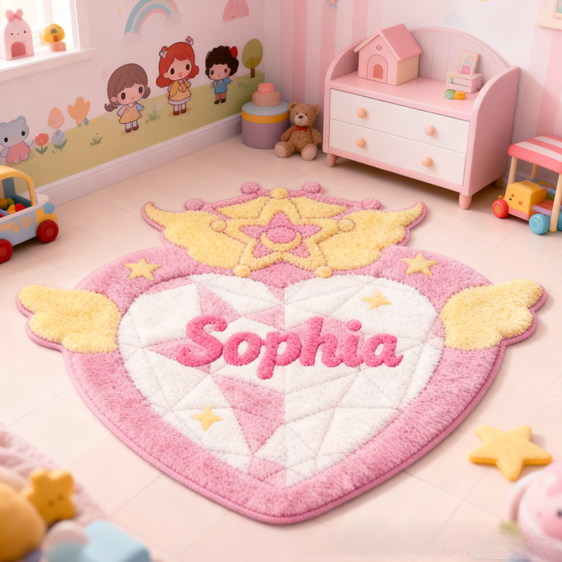 Personalized Pink Princess Initials with Name Soft Rug Carpet Christmas Gift for Kids Rug Birthday Gifts for Kids