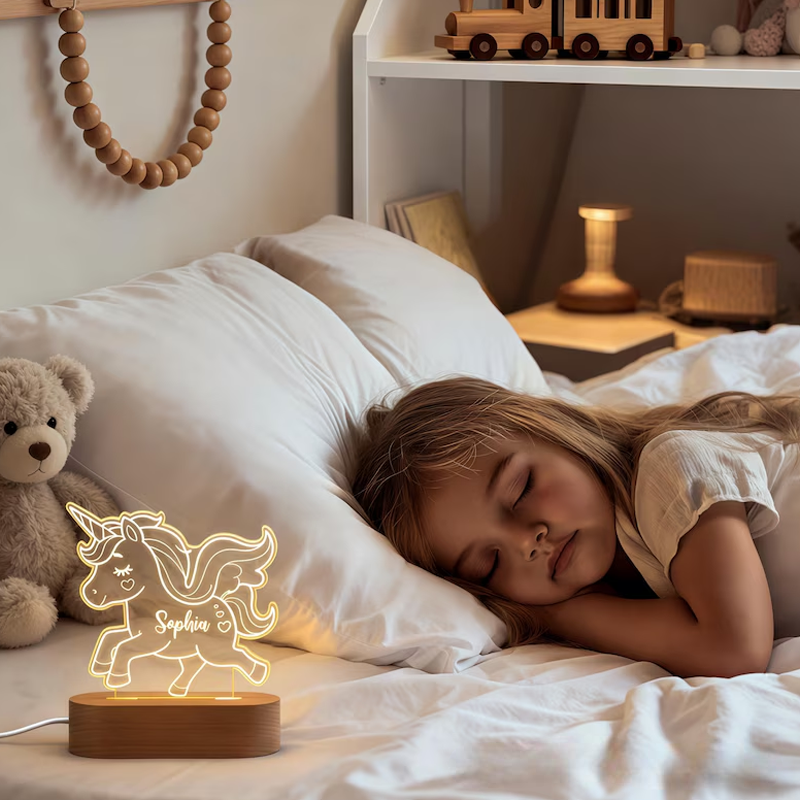 Personalized Dream Horse Night Light Light New Baby Girl Boy Gift Kids Bedroom Lamp