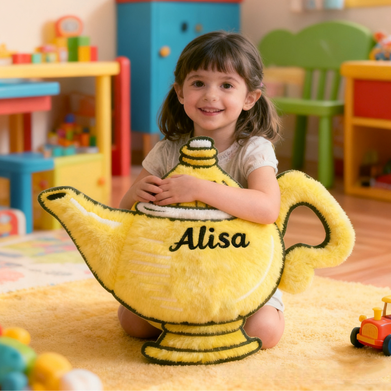 Personalized Cute Magic Lamp with Name Graphic 3D Print Pillow Christmas Gift for Kids 