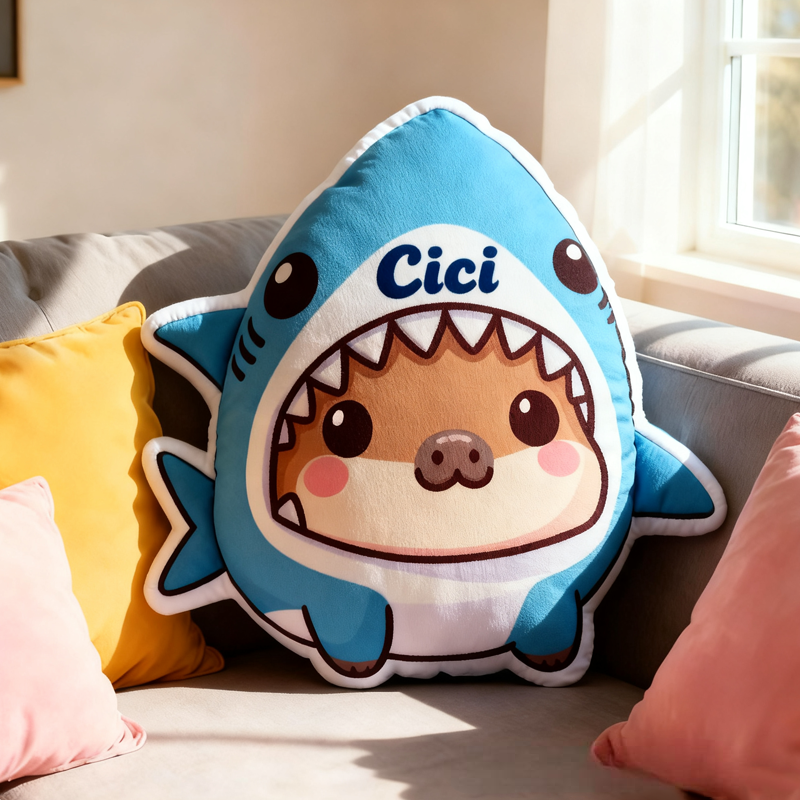 Personalized Cute Kapibala Capybara Initial Name Pillow Christmas Gift for Kids 