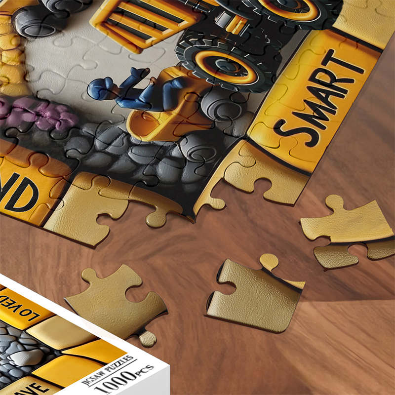 Personalized Kid Jigsaw Puzzle Construction Vehicles Letter Gift for Grankids 