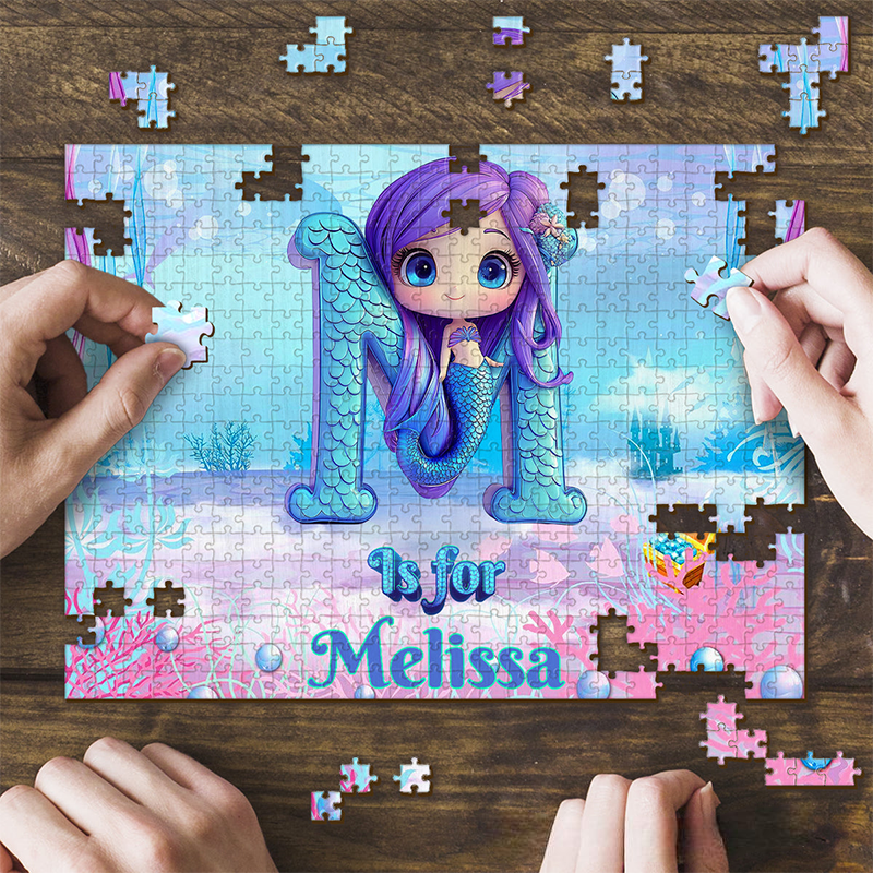 Personalized Beautiful Mermaid Letter Kid Jigsaw Puzzle