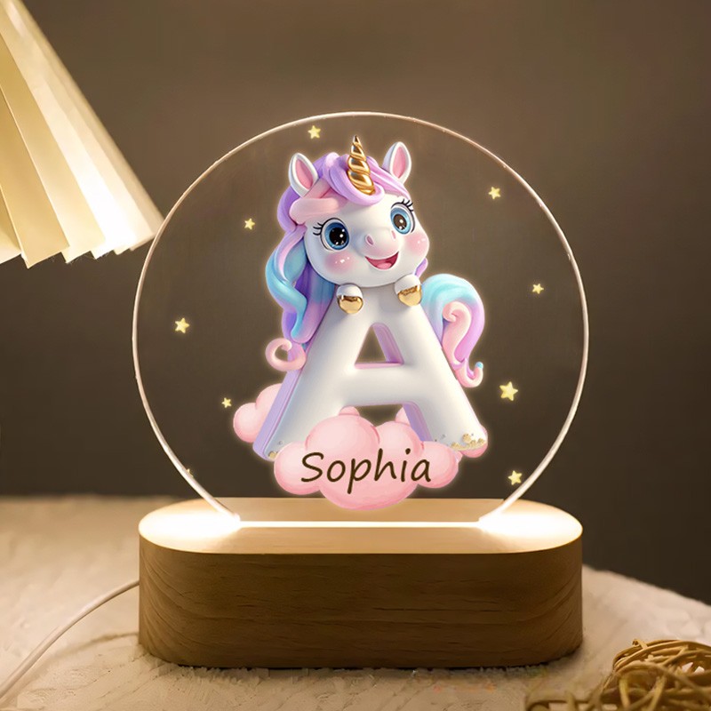 Personalized Initial Letter Custom Name Soft Glow Decorative Gift Magical Princess Style Cozy Nursery Room Dream Star Night Light