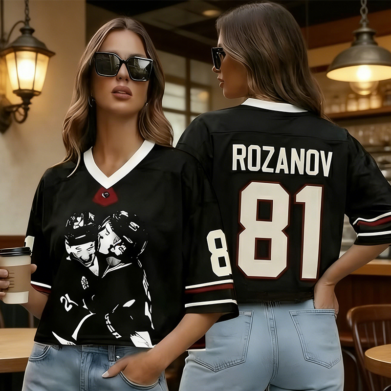 Personalized Hockey Fan Crop Jersey with Customizable Name & Number for Game Day 