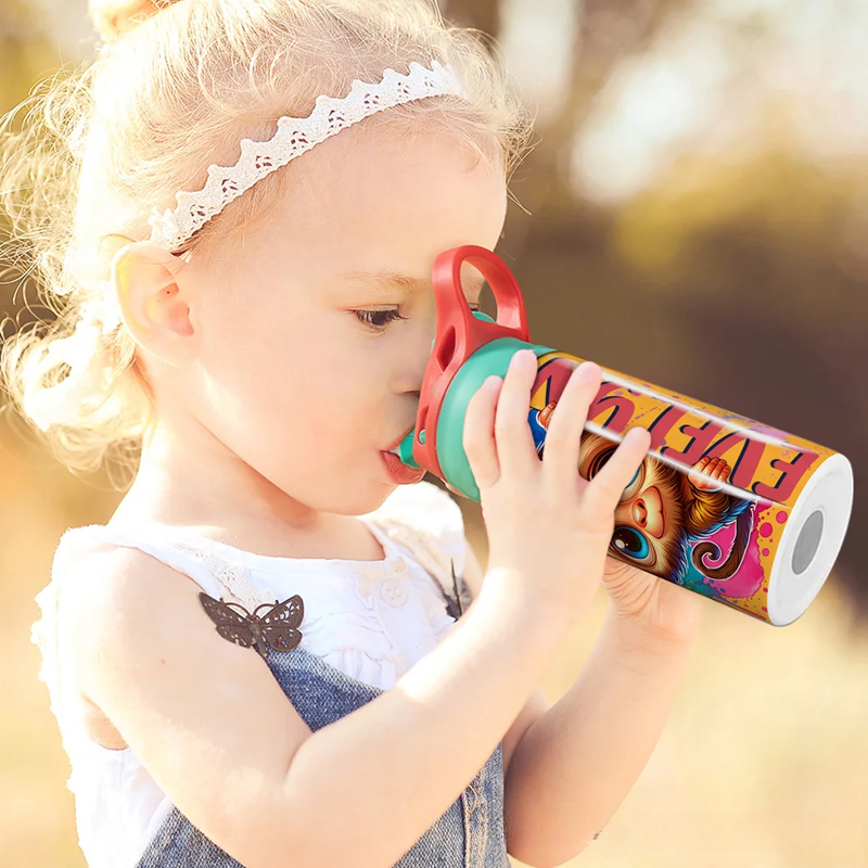 Personalized Cute Watercolor Animal 12 oz Kid Insulated Name Water Bottle with Handle and Silicone Straw Birthday Back to School Gift