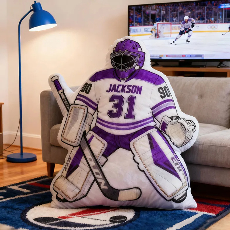 Personalized Ice Hockey Goalie-Shaped Pillow with Custom Name and Number for Ice Hockey Fans