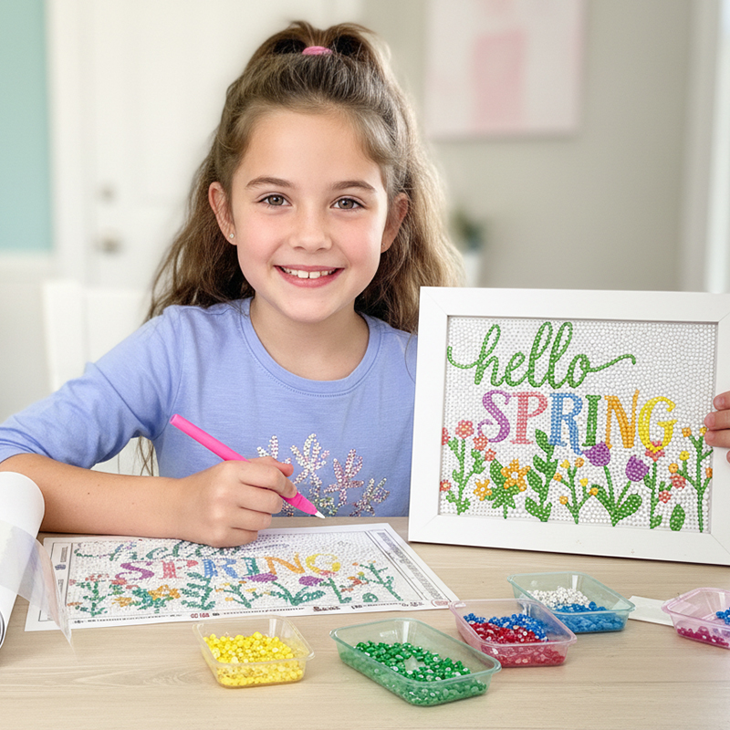 Personalized Easter Diamond Art Kit for Kids DIY Craft Set with Frame and Sparkling Gems Perfect Gift for Kids