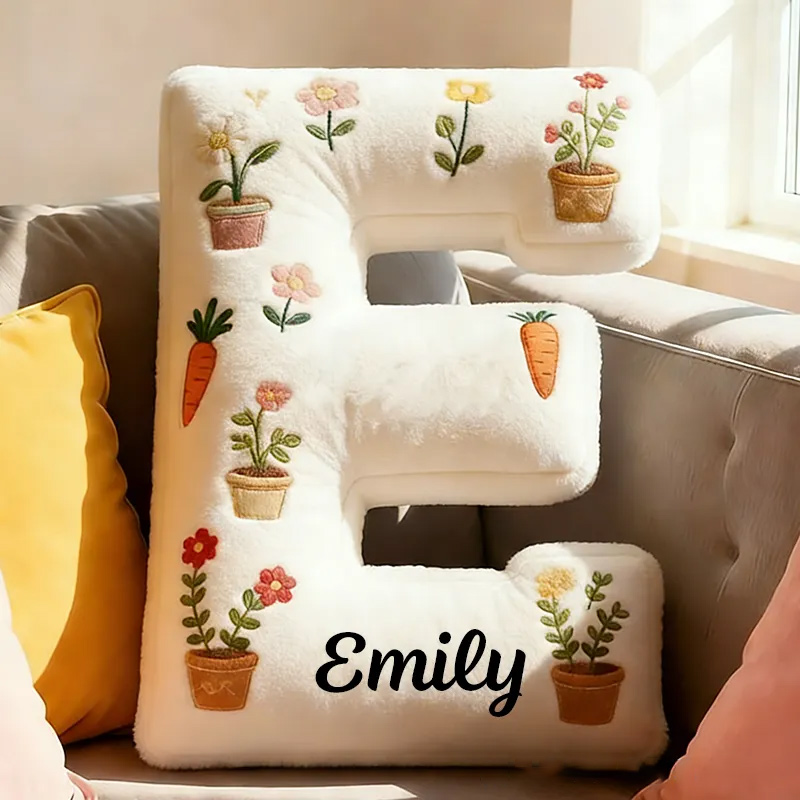  Personalized Plants Letter Pillow Graphic 3D Print Pillow Custom Name Design Pillow for Kids Family
