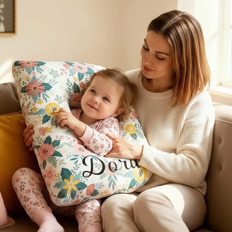 Personalized Cute Flower Letter Pillow Custom Name Pillow for Kids Gardening Lovers Gift