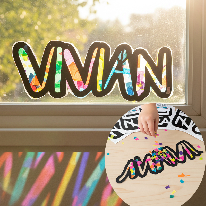 Personalized Name Suncatcher Craft Kit and making arts for Kids Custom DIY Art Set Perfect Birthday Gift or School Activity