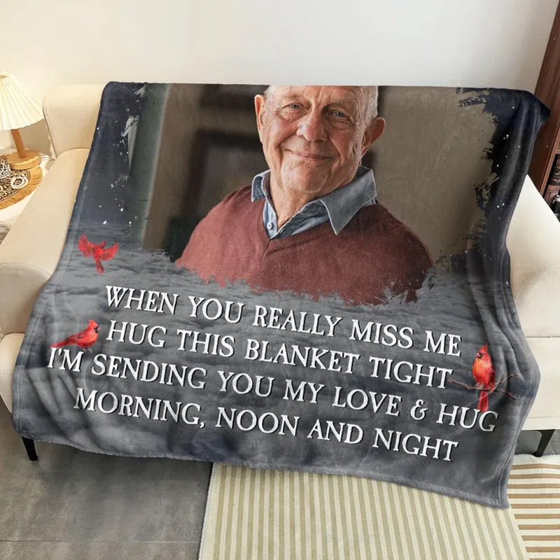 Personalized Memorial Photo Blanket A Hug From Heaven Remembrance Blanket in Loving Memory Blanket