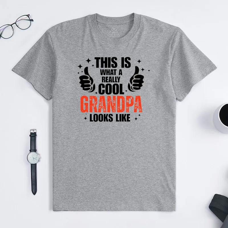 Personalized Grandpa T-Shirt Custom This Is What a Really Cool Grandpa Looks Like Gift for Grandfather Father's Day Birthday Comfortable Cotton Shirt
