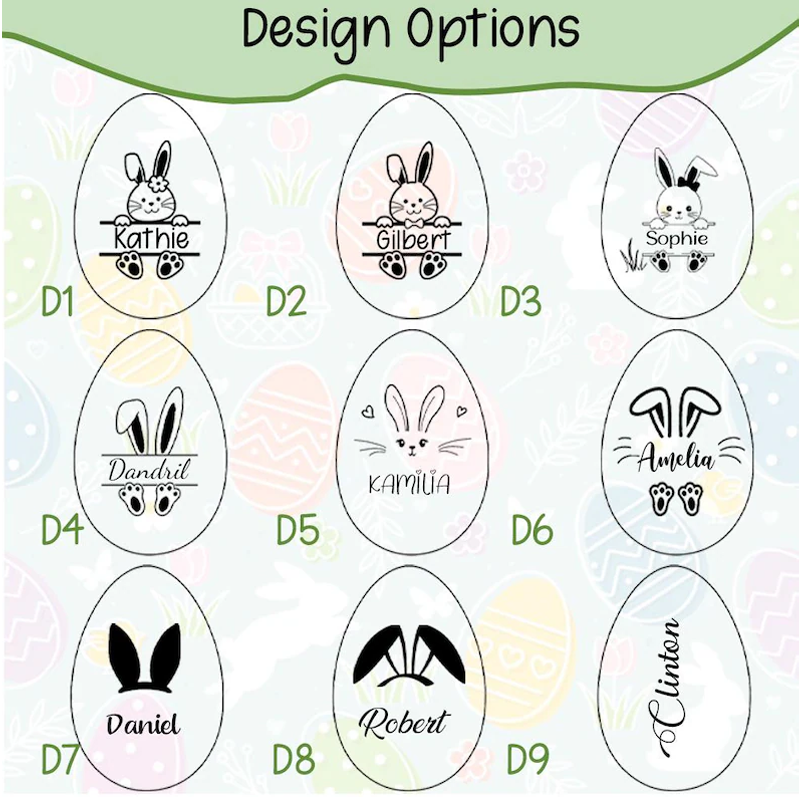 Personalized Easter Egg with Name Engraved Wood Easter Egg with Bunny Ear Easter Decor Gifts for Kid Easter Egg Easter Basket Decor Keepsake