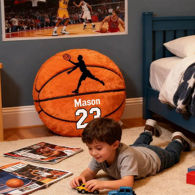 Personalized Basketball Pillow with Custom Name and Jersey Number for Kids and Sports Fans