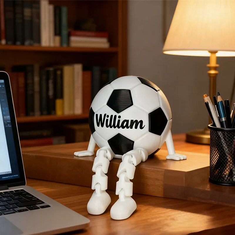 Personalized Soccer Ball Decor with Dangling Legs and Custom Name