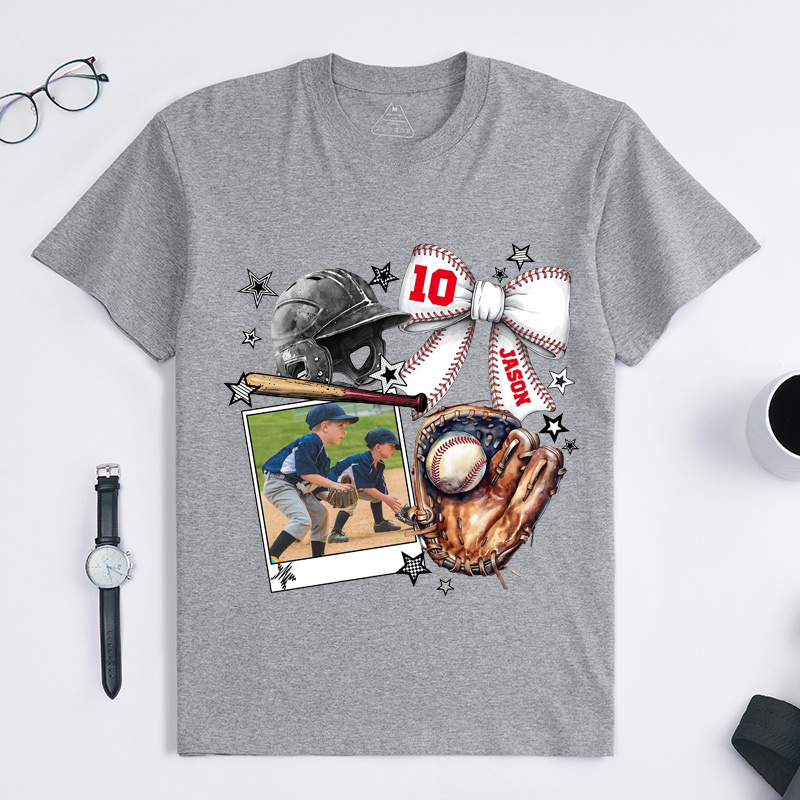 Personalized Baseball Photo T-Shirt Baseball Mom Shirt Custom Name Number and Photo Gift for Baseball Mom