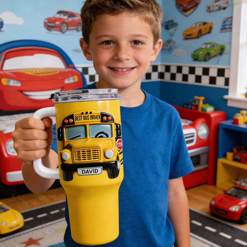 Personalized Best Bus Driver School Bus Design 40oz Tumbler with Straw Gift for Bus Drivers