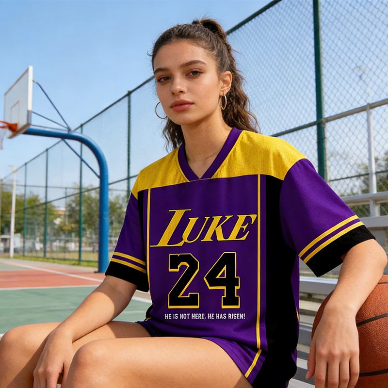 Personalized "He Is Rizzin'" Purple Mesh Basketball Jersey Custom Faith and Hoop Style for Christian Athletes
