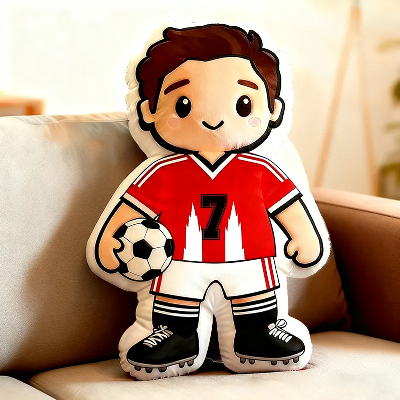 Personalized Soccer Player Pillow with Custom Jersey Number