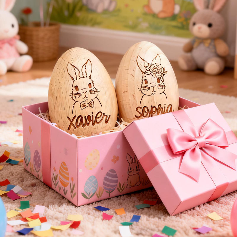 Personalized Personalized Wooden Easter Egg Engraved Bunny My First Easter Kids Easter Gifts Baby First Easter
