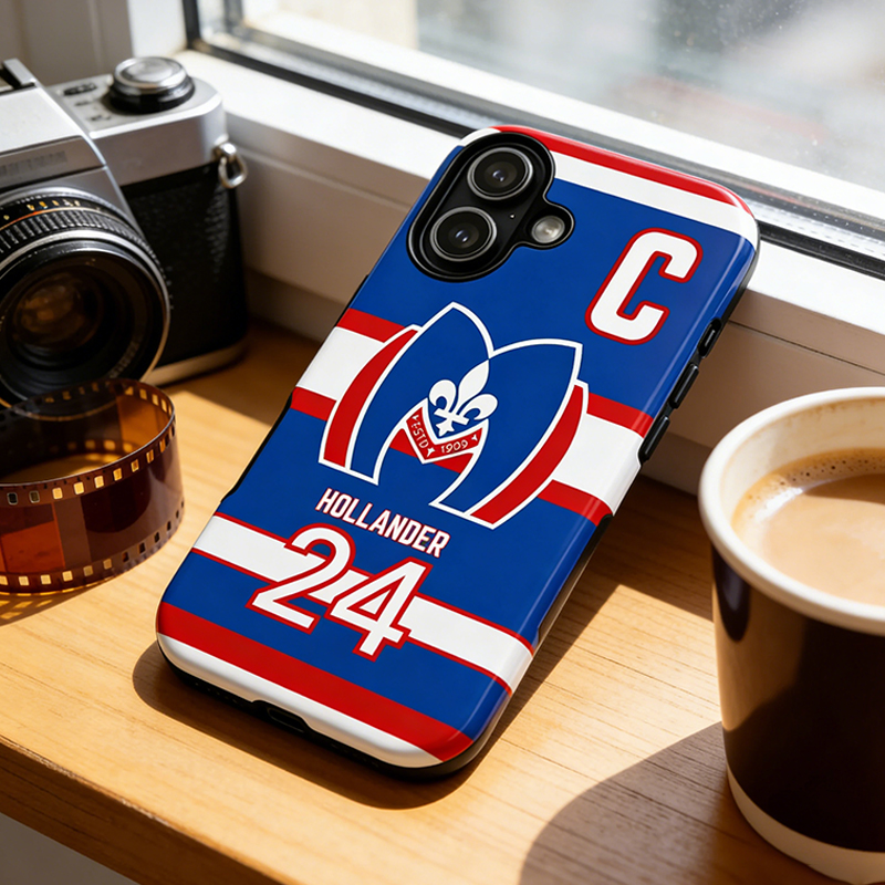Personalized HR Theme Ice Hockey Team Jersey Phone Case Vintage Team Crest Design for Ice Hockey Lovers