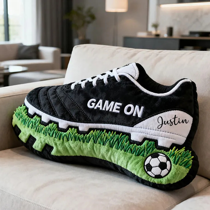 Personalized Graphic3DPrint Game On Soccer Shoe Pillow with Custom Name for Sports Enthusiasts