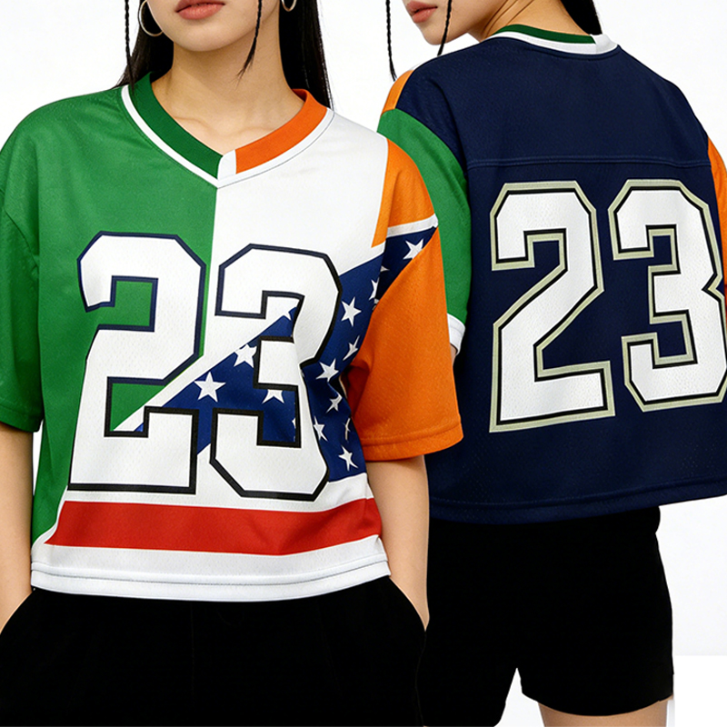 Personalized Irish American Crop Top Jersey Custom Number Patriotic & Trendy Wearers St Patrick's Day Shirt