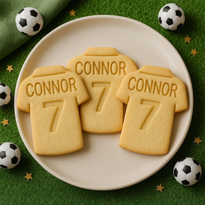 Personalized Soccer Jersey Cookie Cutter with Custom Name and Number Design Team Gift for Kids