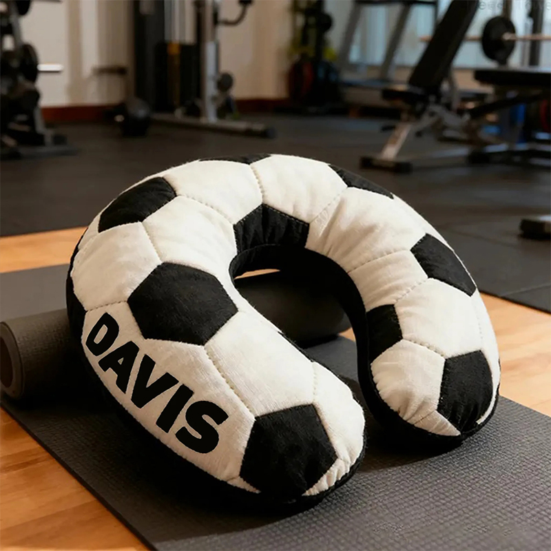 Personalized Soccer U-Shaped Pillow with Custom Name for Soccer Fans