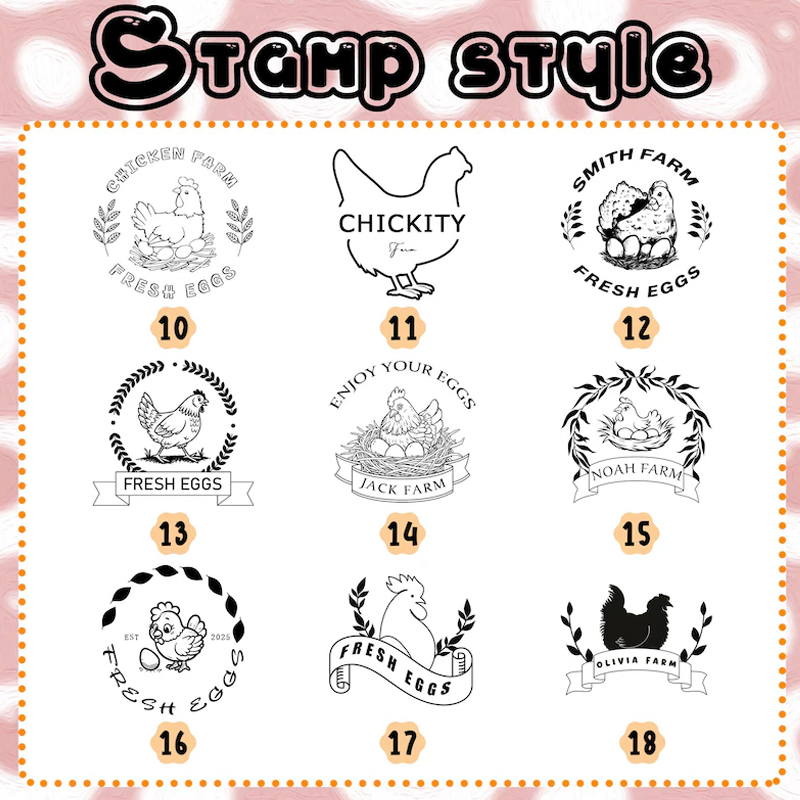 Personalised Eggs Stamp Chicken Coop Gifts for Farmer Name Stamp Chicken Egg Stamp Egg Stamp for Farmer Farmer's Market Egg Logo