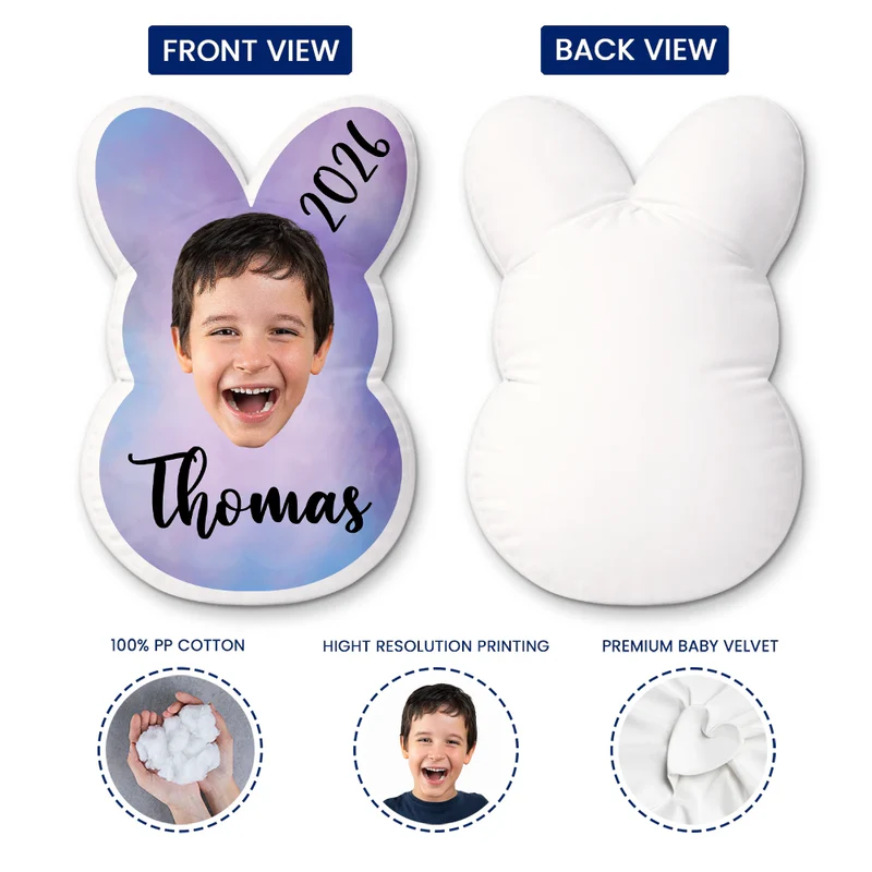 Personalized Photo Easter Bunny Peeps Shaped Pillow Easter Gift for Boys Girls Funs Gifts