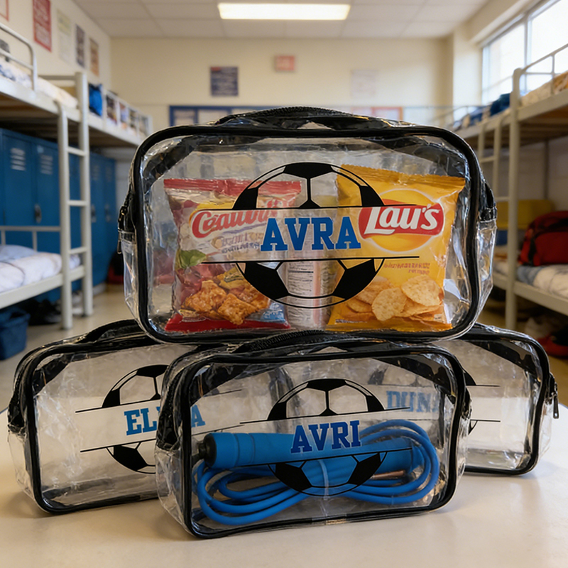 Personalized Soccer Clear Snack Bag with Custom Name for Team Members, Training and Travel