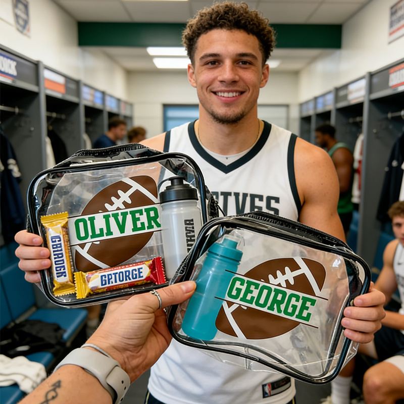 Personalized Football Clear Snack Bag with Custom Name for Game Day and Practice