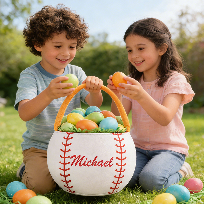 Personalized Baseball Easter Basket with Custom Name for Young Baseball Fans Sports Easter Gift