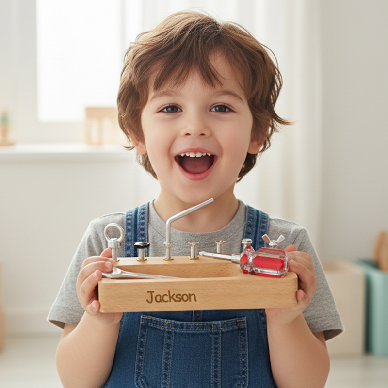 Personalized Montessori Screwdriver Board Set Custom Name Wooden Toy Fine Motor Skills Tool Kit for Toddlers Learning Sensory Bin Toys Waldorf Toys STEM Toys