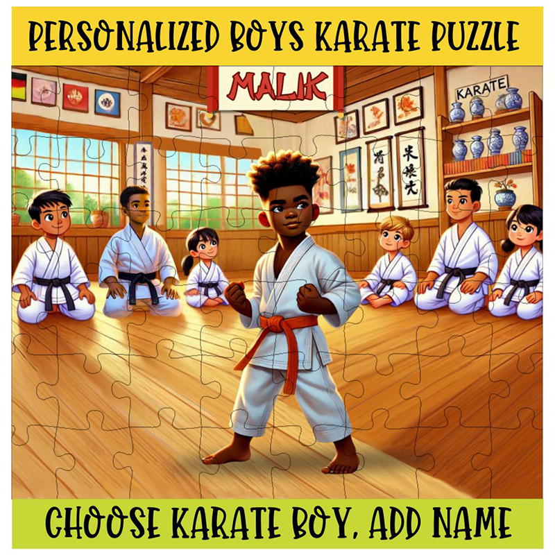 Personalized Karate Boy Puzzle Custom Name Jigsaw for Martial Arts Loving Kids Karate Party Favor Learning Toy Martial Arts Puzzle
