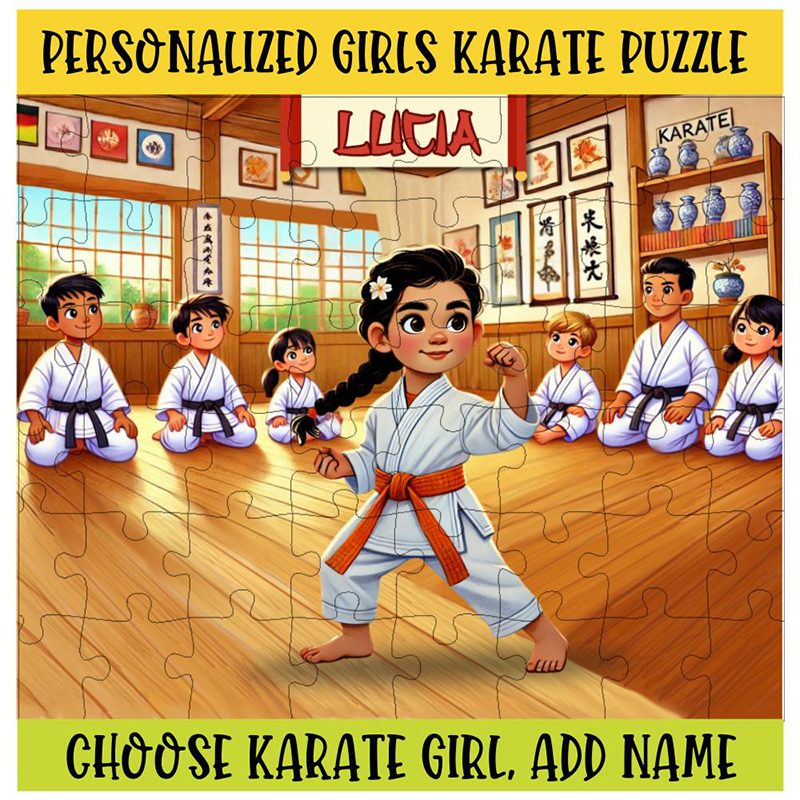 Personalized Karate Girl Puzzle Custom Name Jigsaw for Martial Arts Loving Girls Birthday Gift Karate Party Favor