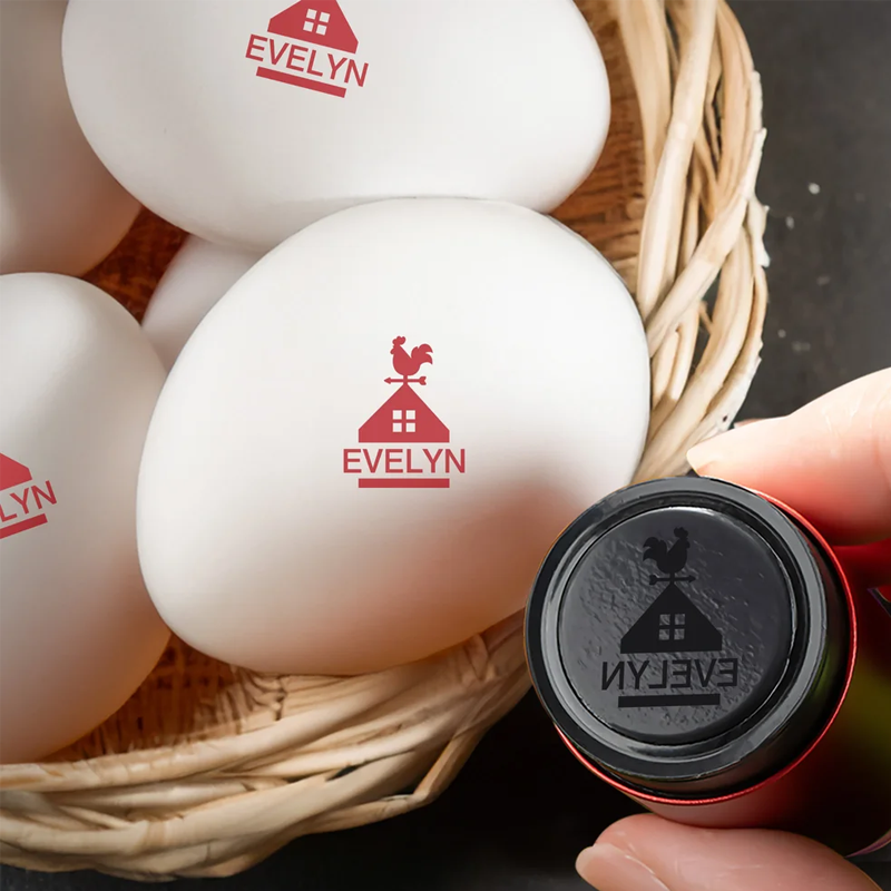 Personalized Hen Silhouette Safe Egg Stamp with Food Grade Ink Name Text and Year Birthday Gift for Family Farmer Breeder