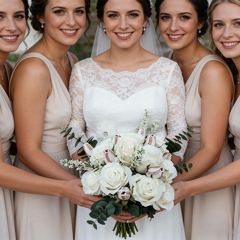 Personalized Baseball Rose Bouquet with Custom Text for Team Members and Fans, Gift for Weddings, Graduations, and Coaches