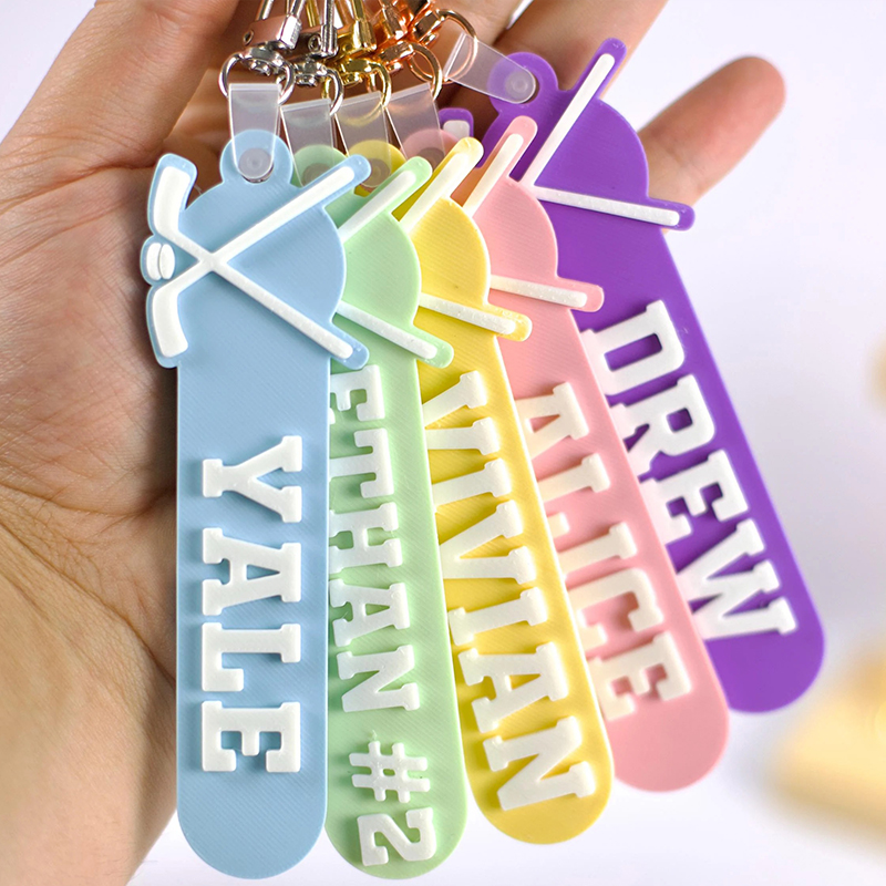 Personalized Hockey Bag Tag Custom Name 3D PLA Plastic Keychain Multi-Color Sports Accessory for Hockey Lovers