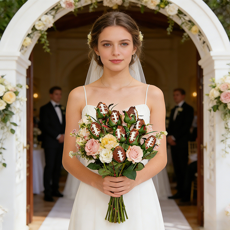 Personalized Football Rose Bouquet with Custom Text for Weddings, Graduations, Birthdays Team Gifts and Celebrations