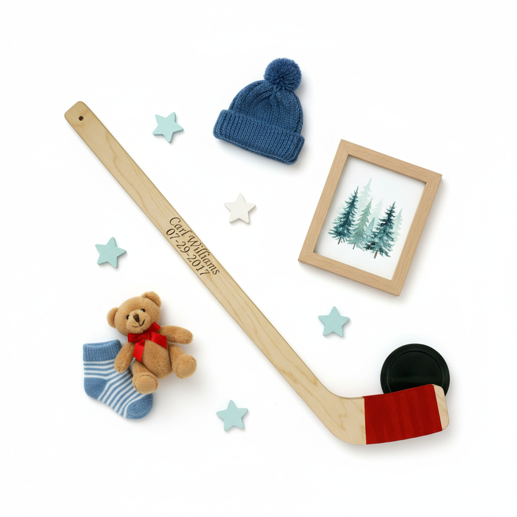Personalized Mini Wooden Hockey Stick for Kids Custom Name Colorful and Fun Gift