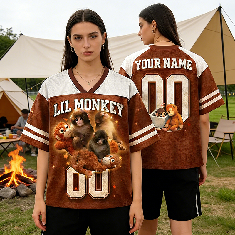  Personalized "Lil Monkey" Mesh Football Jersey Custom Name & Number for Animal Enthusiasts