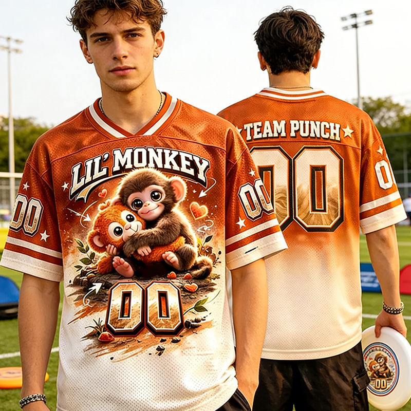 Personalized "Team Punch" Monkey Themed Mesh Jersey Custom Team Name & Number for Animal Fans