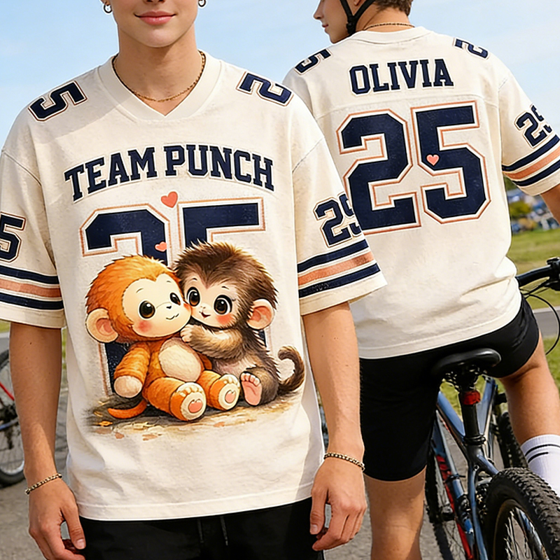 Personalized Cute Monkey Jersey with Custom Name and Number for Team Members, Families, and Sports Lovers