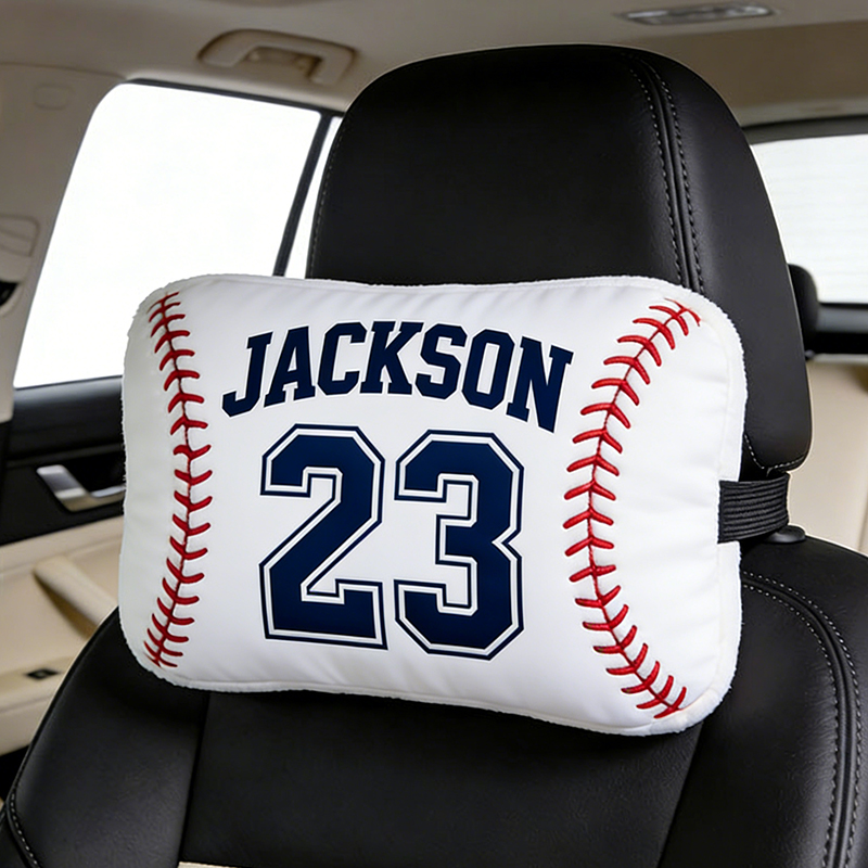 Personalized Basketball Car Headrest Pillow with Custom Name and Number Design for Sports Enthusiasts