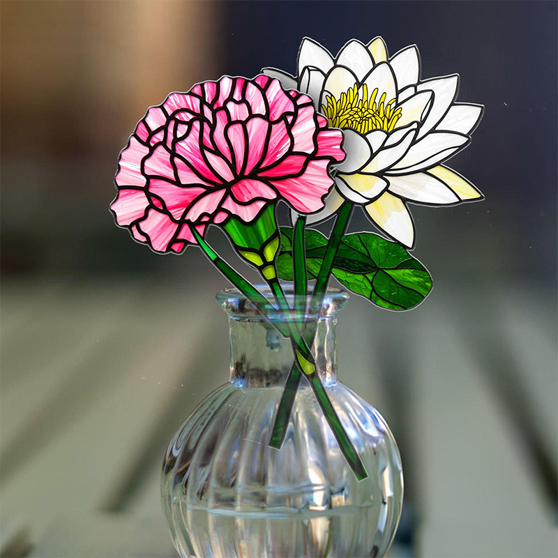 Personalized Acrylic Everlasting Birth Flower Mother’s Day Gift Birth Flower Gift Set for Mother-in-Law Floral Garden Decor Flower Plant