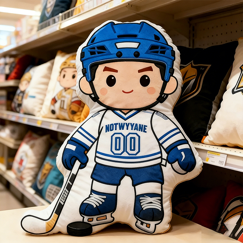 Personalized Ice Hockey Player Pillow with Custom Name and Number Perfect for Fans of All Ages